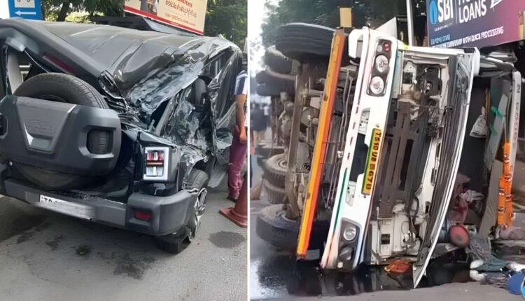 truck hits SUV Begumpet