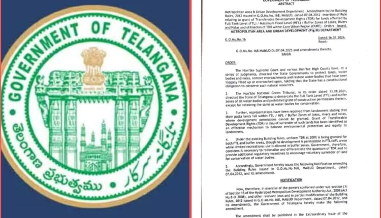 Telangana revises TDR policy for water bodies