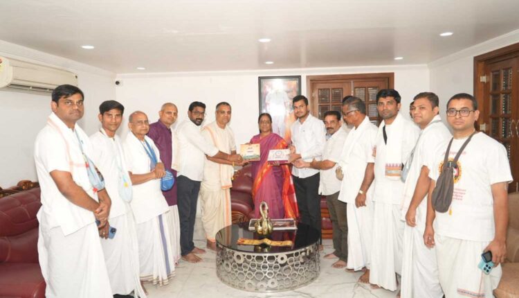 Konda Surekha invited to ISKCON Cyberabad temple