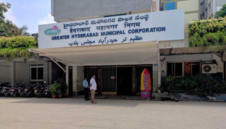 Outdoor media protest at GHMC headquarters