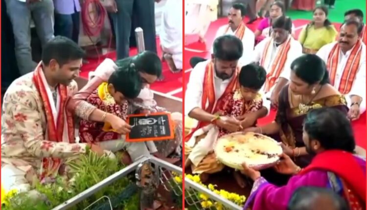 Aksharabhyasam during Basara visit