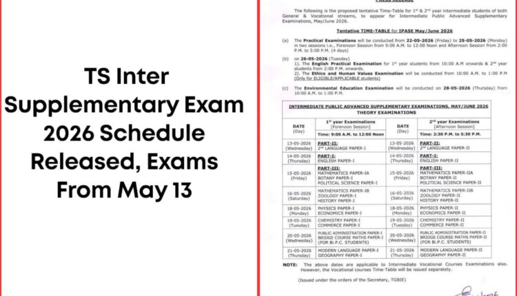 Inter supplementary exams schedule