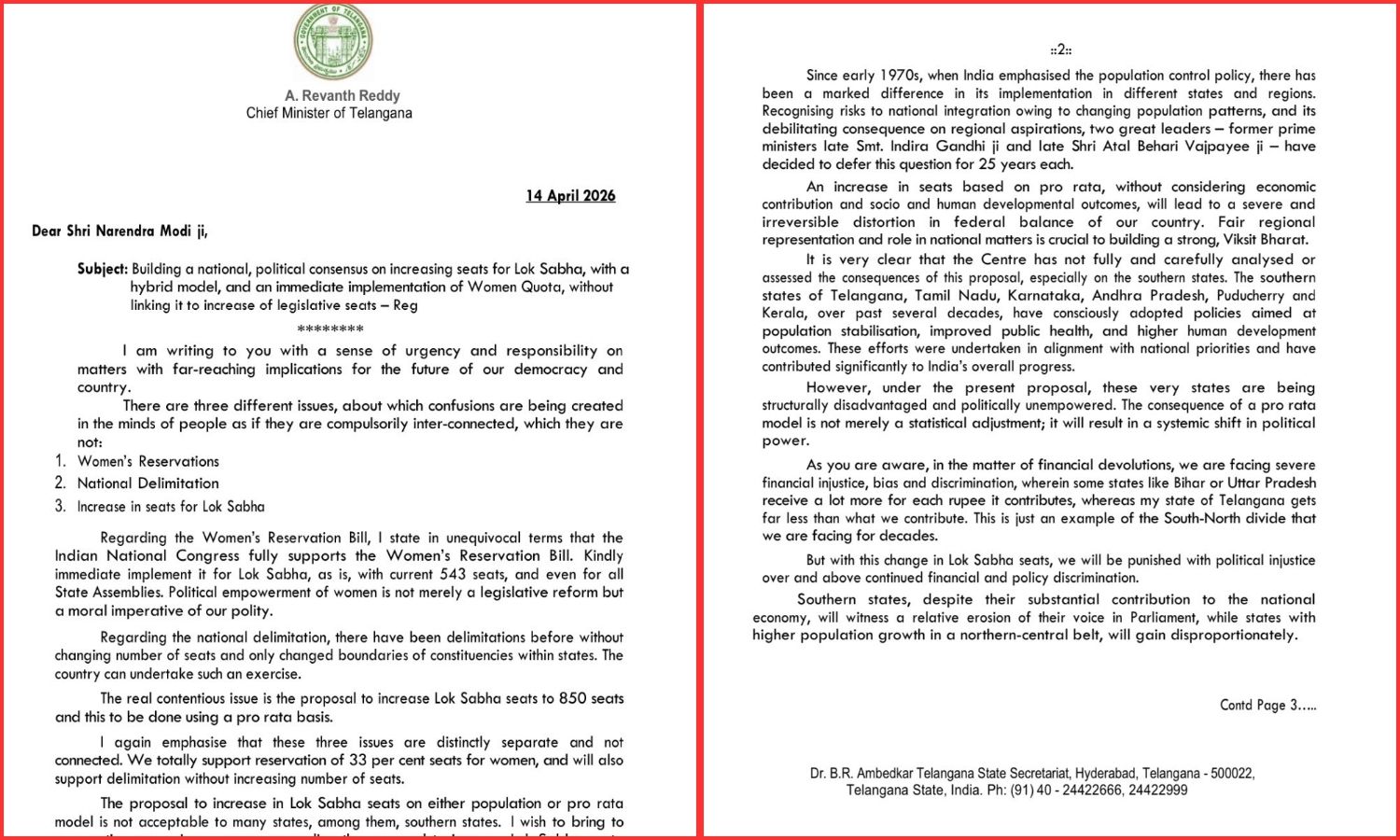 Lok Sabha seats row: Revanth seeks consensus