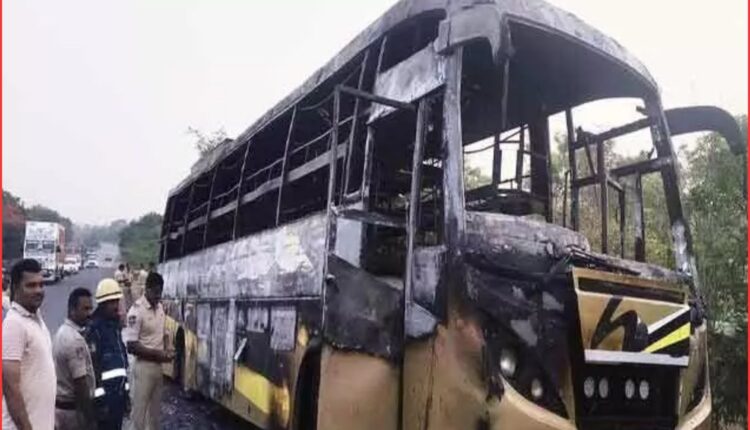Medak bus fire destroys private traveller bus