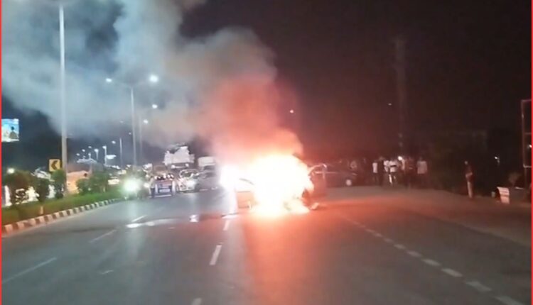 Car fire Shamshabad NH-44