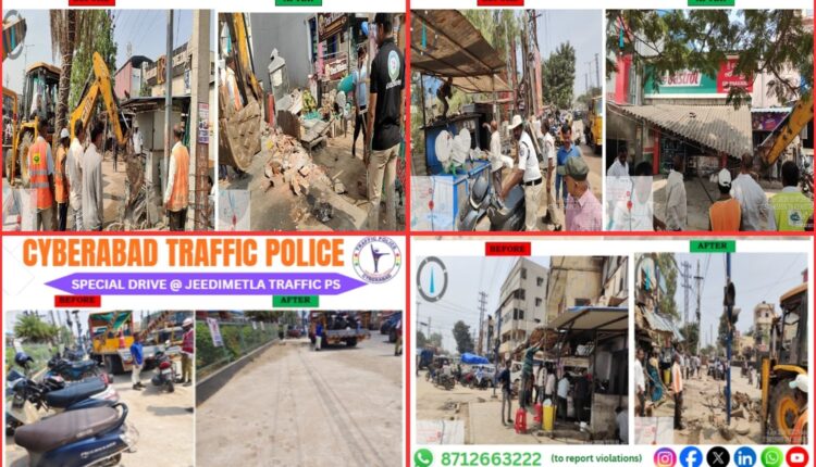 Pedestrian safety drive clears encroachments in Hyderabad