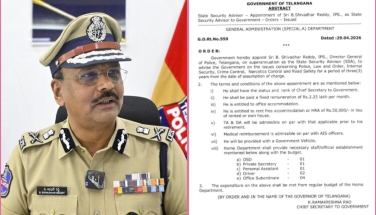Shivadhar Reddy appointed State Security Advisor