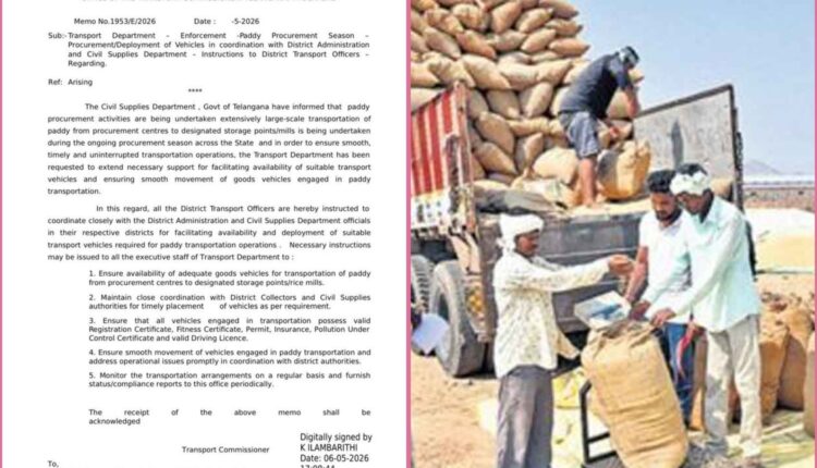Paddy transport arrangements intensified