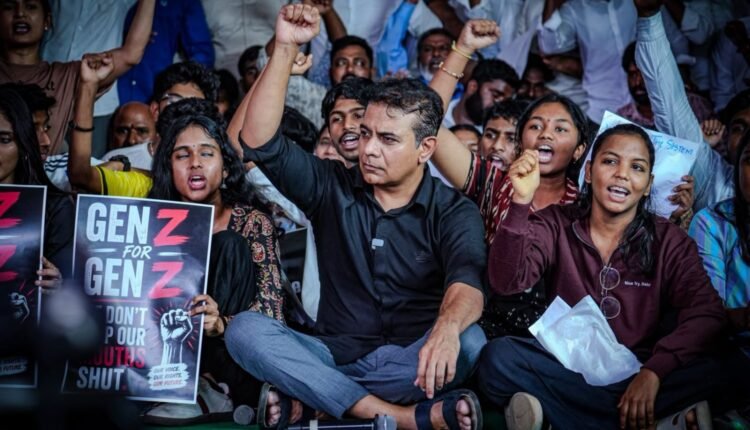 KTR joins student protest on birthday