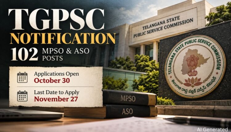 TGPSC notification for 102 Finance and Statistics posts