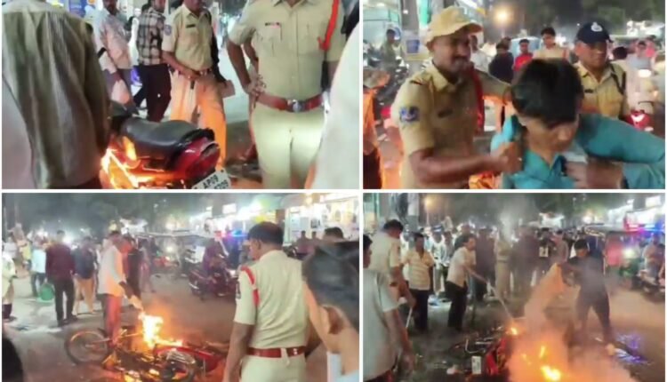 Youth sets bike on fire in Falaknuma over RC challan