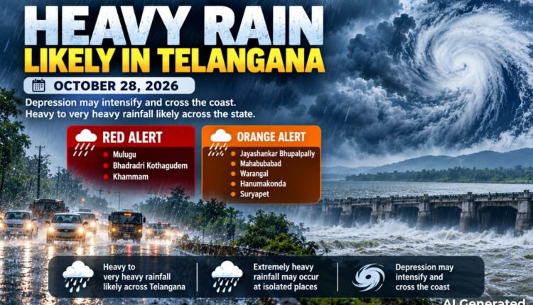 Heavy rain likely in Telangana on October 28